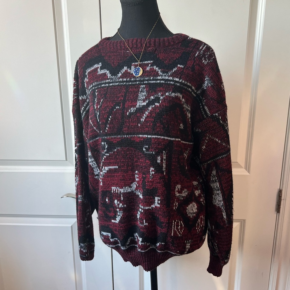 Elegant Maroon Patterned Sweater